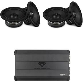 Black Diamond Ultimate Audio Bundle: DIA-1250.4 Amplifier & 4X Dia-M6 6.5" Midrange Loudspeakers with Bullet