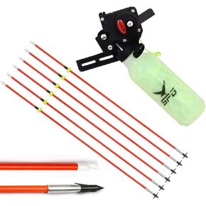 Bow Fishing Reel Kit with Arrows, Bowfishing Tool Accessories, Safety Slides for Compound & Recurve Bows (Orange)