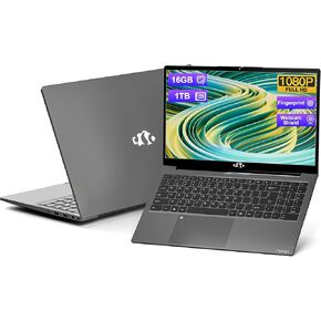 15.6 FHD Laptop, Win 11 Laptop Intel 12th Gen N100(Beat i3 1115G4), 16GB RAM 1TB SSD, WiFi 6, BT5.2, USB3.0, Type_C, Laptop Computer with Fingerprint Login Backlit Keyboard for Student and Business