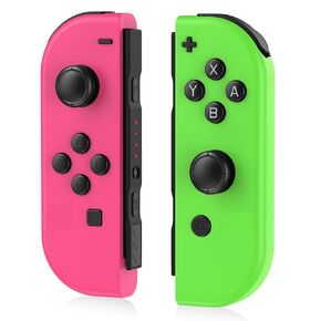 FFSTARYM Compatible with Nintendo Switch Controller, Switch Wireless Controllers for Switch/Lite/OLED, with/Dual Vibration/Motion/Wake-up/Screenshot, Neon Pink/Green