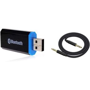 USB Bluetooth Receiver Adapter Wireless Audio Adapter 3.5mm Car Kit Music Receiver Adapter, Suitable for Home/Car Stereo Systems, Portable Speakers (Aux in), with 3.5mm Cable (Black)