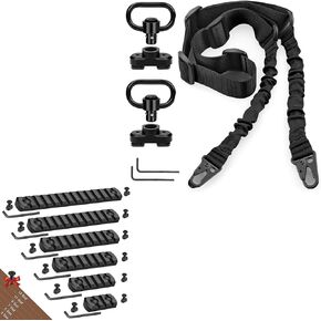 3 5 7 9 11 13 Slots Single Picatinny Aluminum Accessory Rail Set and Two Point Traditional Sling Set