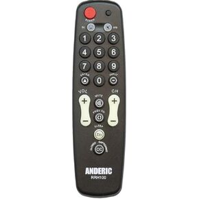 Anderic Hospitality Universal TV Remote Control - 1-Device - TV Only - Great for Seniors/Hospitality/Hotels/Motels/Resorts - Jumbo Keys RRH100 (25-Pack)