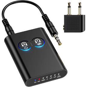 Bluetooth 5.2 Transmitter Receiver for TV, 2-in-1 Bluetooth Audio Adapter with 3.5mm Aux Audio Jack Adapter, Low Latency, Dual Link Connection for TV PC Gym Switch Car/Home Stereo
