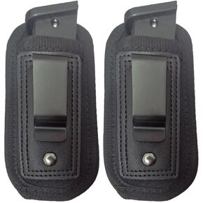 2 Pack Universal IWB Pouch Concealed Carry 9mm .40 .45 Mag Holster for Glock 19 43 17 Sig 1911 S&W M&P Fits 7 10 15 Round Ammo Clips for Pistols(Black 2 Pack)