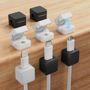 9-Pack Magnetic Cable Clips, Adjustable Cord Holder for Under Desk Cable Management, Adhesive Wire Holder Keeper Organizer, Wire Holder for USB Charging Cords, Ideal for Home, Office, Car, Desktop