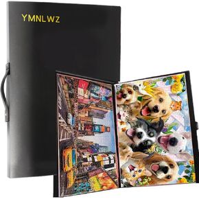Puzzle Storage 1000 Pieces Large-Capacity Storage Puzzle, 20 Transparent Pockets, Portable, Dustproof and Stain-Proof, Suitable for Puzzle Lovers to Collect Puzzle Storage Gifts (Black)