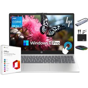 HP 15.6" Touchscreen Pavilion Laptop Computer, 32GB RAM, 1.5TB Storage (1TB SSD + 500GB Ext), 10-Core Intel i5 Processor, Wi-Fi 6E, Windows 11 Pro with Lifetime Microsoft Office, MarxsolAccessory