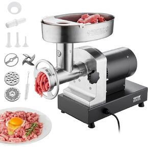 VEVOR Meat Grinder, 14 Lbs/Min Capacity Electric Meat Grinders with Blade, Grinding Plate, Sausage Maker, Stainless Steel Commercial Meat Mincer for Kitchen Restaurant Butcher Store