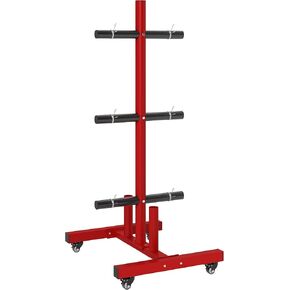 Soozier Weight Plate Rack, Olympic Bumper Plate Rack Holder for 2 inch Plates and Bars, with 4 Transport Wheels and 6 Fasten Clamps, 440lbs Capacity