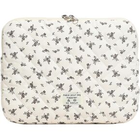 Cute Laptop Sleeve 13-15 Inch Laptop Accessories Aesthetic Quilted Computer Bag with Flower Puffy Printing for MacBook