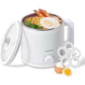 Mini Electric Hot Pot, Fast Cooker for Ramen/Soup, Stainless Steel with Over-heating Protection, Perfect for Student & Single, 1.5L