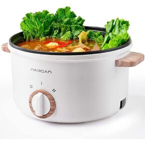 Electric Pot with Handle, 2.5L Multifunction Electric Cooker for Shabu-Shabu, Noodles, Pasta, 800W Rapid Non-Stick Frying Pan for Sauté, Portable Ramen Pot for Dorm & Office