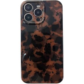 Tortoise Shell Phone Case Compatible for iPhone 15 Pro Max Retro Leopard Cheetah Print Chic Animal Pattern Soft TPU Protective Cool Girls Amber Brown Phone Cover(for iPhone 15 Pro Max)