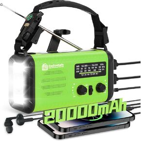 20000mAh Solar Emergency Radio, Hand Crank Radio, NOAA Weather Radio, with Flashlight, Cell Phone Charger, SOS Alarm, for Hurricane, Storm, Survival, Camping and Hiking (Orange)
