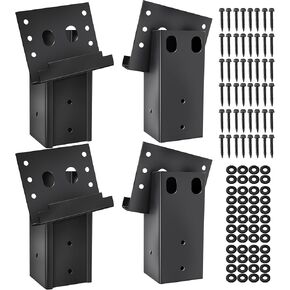 (4-Pack) Calvana 4x4 Black Steel Deer Stand Bracket, Heavy-Duty Deer Blind Brackets with 48 Hex Screws and 48 Nail Washers, for Hunting Blind, Elevator, Tree Stand Accessories, Rust Resistant
