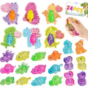 Valentines Stress Ball with Cards for Kids Classroom Favors - 24pcs Valentine's Heart Stress Ball Fidget Toys for Boys Girl Toddlers Valentines Day Party Favors Supplies
