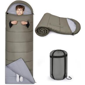 Basumee Sleeping Bags for Adults 3 Season Warm Cool Weather Wearable Camping Sleeping Bag with Compression Bag Portable Backpacking Hiking Camping Essential for Women Men Kids Teens