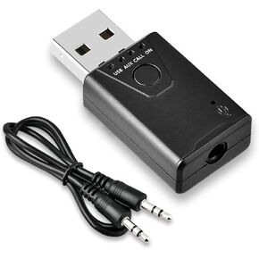 محول Bluetooth AUX للسيارة ، Bluetooth 5.4 جهاز استقبال الصوت اللاسلكي محمول مصلحة طقم من طقم السيارات مع كابل AUX 3.5 مم لنظام صوت ستيريو المنزل/السيارة