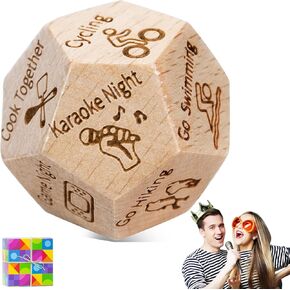 Date Night Dice للأزواج ، فكرة هدية ألعاب Dice Dice Dice ، هدية النرد الخشبية لصديقها ، صديقة ، زوجة ، زوج ، لعيد الميلاد ، أعياد الميلاد ، يوم عيد الحب ، تصميم فريد من 12 جانبًا