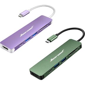 Hiearcool 7IN1 USB C Adapter, USB C Hub-(Green and Purple)
