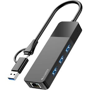 USB USB بالكامل إلى Ethernet Adapter ، 4 في 1 USB C إلى Ethernet محول المحول مع 3 X USB 3.0 PORT/Gigabit Internet Port ، HUB عالية السرعة المتوافقة مع IMAC ، MacBook Pro ， iPad pro ， xps