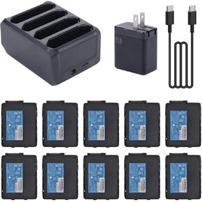 4-Slot Battery Charging Cradle with 10-Pack TC77 Battery Compatible for Zebra Symbol TC70 TC72 TC75 TC77 TC700h TC700k TC720l TC75x TC75EK TC75AH TC75GK TC700H TC700K TC77HL BT-000318 BT-000318