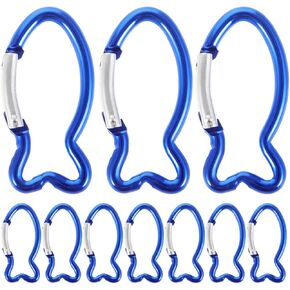 Sosoport 10Pcs Fish Carabiner Camping Carabiner Fish Shape Snap Buckles Hook Clip Spring Hanging Buckles for Hiking Camping Climbing