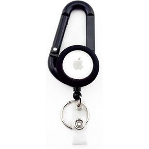 Carabiner ID Badge Reel with Apple Airtag Holder – Apple Tracker Compatible ID Badge Tracker for Safety – Secure Design with Lightweight – Stylish Clip on ID Badge Keychain Clothing Accessory