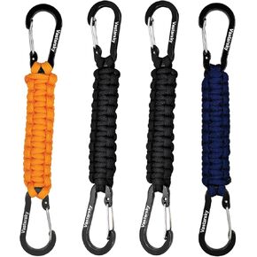 Vastarsky Paracord Keychain Carabiner Clip, 4PCS Premium Braided Carabiner Keychain, Heavy Duty Paracord Lanyard for Men Camping Hiking