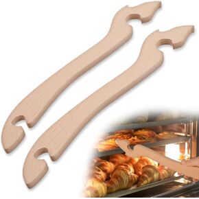2Pcs Oven Rack Puller Wood Oven Rack Push Pull Tool, Wooden Oven Push Pull Stick, Pull out Hot Racks Safely, Long Handle Toaster Oven Accessories for Kitchen Toaster Oven