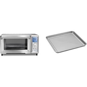 Cuisinart TOB-260N1 Chef's Convection Toaster Oven, 20.87"(L) x 16.93"(W) x 11.42"(H), Stainless Steel & AMB-TOBCS Toaster Oven Baking Pan, Silver, 11.2 (l) x 10.7 (w) x 0.8 (h) inches