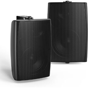 Herdio 5.25" Passive Outdoor Speakers Waterproof Wired, 300W Wall Mount Speakers with Superior Sound,Dual Swivel Brackets for Patio/Deck/Backyard (Pair, Black)