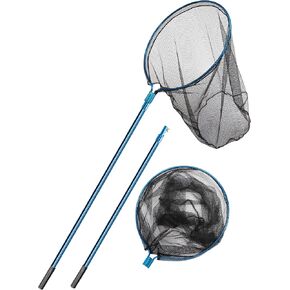 Hlotmeky Large Fishing Nets for Saltwater Fishing Net Long Handle Extra Large Rubber Net Telescoping Handle Heavy Duty Aluminum Fish Nets, Extends to 74-108in, Net Hoop 29x27in, 37in Deep