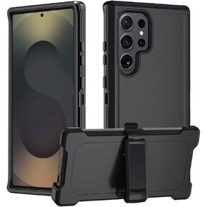 Miimall for Samsung Galaxy S25 Ultra Case with Belt Clip, with 360° Rotating Kickstand, Anti-Drop, Heavy Duty Shockproof and Dual Layer Military Grade Protective for S25 Ultra Holster Clip, WineRed