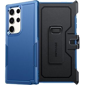 FNTCASE for Samsung Galaxy S23-Ultra Case: Military Grade Drop Proof Protection Cell Phone Cover with Belt-Clip Holster | Dual Layer Durable Heavy Duty Shockproof Protective Bumper Tough (Blue)