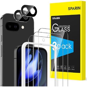 واقي شاشة Sparin لـ Google Pixel 9A ، [3+2 Pack] Pixel 9A 6.3 بوصة الزجاج المقسى وحامي العدسة الكاميرا 2 عبوة ، إطار صديق/محاذاة