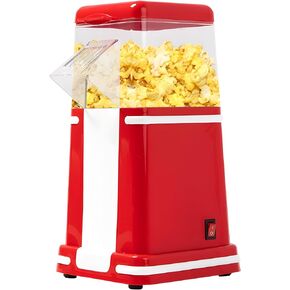 Hot Air Popcorn Popper, 8 Cups, 2-Minute Fast Popping & 98% Pop Rate, Oil-Free Healthy Snack Maker, BPA-Free/ETL Certified, Easy-Clean Design with Cool-Touch Exterior, Retro Red