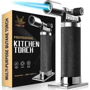 RAVS Butane torch, Kitchen Torch Lighters Butane Refillable, Creme Brulee Torch, Blow Torch for Cooking, Food Torch Culinary Torch for Baking, Gifts for Women, Pink Torch Lighter, Butane not Included