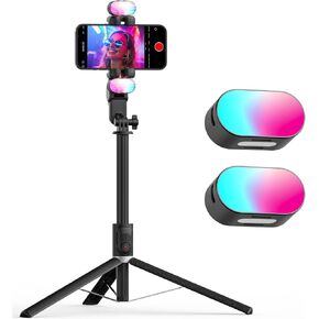 Smartphone Gimbal Stabilizer, Smart Face Tracking Tripod Without APP - Magnetic RGB LED Light