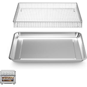 Stainless Steel Air Fryer Basket and Tray,Compatible with Cuisinart TOA-60 TOA-65 TOA-70 Toaster Air Fryer Convection Oven