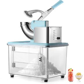 Shaved Ice Machine with Dual Blades, 660 LBS/H, 200W Electric Ice Crusher Machine with One-Piece PC Storage Ice Box, Ice Cone Machine for Commercial & Home Use