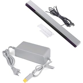 Games Accessories Bundle for Wii U, 1 Pack Sensor Bar for Wii/Wii U and 1 Pack Charger for Nintendo Wii U Console