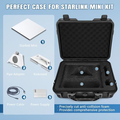Starlink Mini Case, IP67 Waterproof for Starlink Accessories, Hard Case with Foam Precision Cut for Starlink Mini Dish Kit in Saudi Arabia