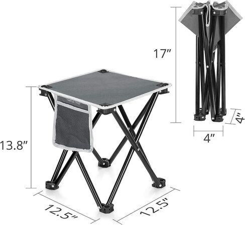 Triple Tree 2 Pack Folding Camping Stool, 13.8 Inch Small Portable Lightweight Stool with Side Pocket, Foot Stool with Carry Bag for Hiking, Fishing and Beach, Hold up to 400lbs, Grey in Saudi Arabia
