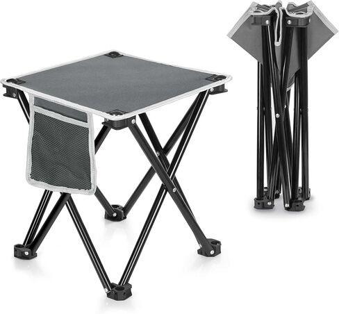Triple Tree 2 Pack Folding Camping Stool, 13.8 Inch Small Portable Lightweight Stool with Side Pocket, Foot Stool with Carry Bag for Hiking, Fishing and Beach, Hold up to 400lbs, Grey in Saudi Arabia