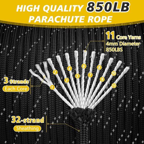 حبل paracord العاكس 850ib ، 50/100/12/500/1000FT in Kuwait