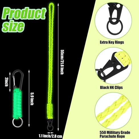 Frienda 2 مجموعة شديدة التحمل Paracord Neck Lanyard Keychain Wrist Strap 550 Keychain Lanyard للأنشطة في الهواء الطلق in Kuwait
