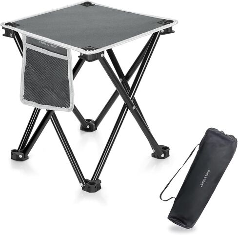 Triple Tree 2 Pack Folding Camping Stool, 13.8 Inch Small Portable Lightweight Stool with Side Pocket, Foot Stool with Carry Bag for Hiking, Fishing and Beach, Hold up to 400lbs, Grey in Saudi Arabia