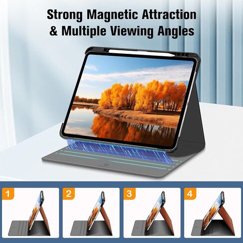 Fintie Magnetic Case for iPad Pro 13-inch (M4) 2024 - [Built-in Pencil Holder] Multiple Angles Viewing Hard Shell Smart Stand Cover, Auto Sleep/Wake, Black in Saudi Arabia